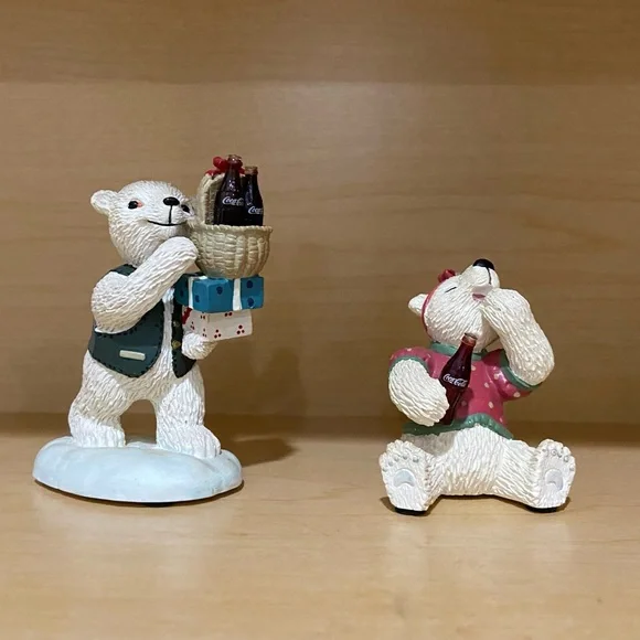 1995 COCA-COLA Brand Polar Bear Cubs Heritage Collection Figurine Statues set/2 - Picture 3 of 4